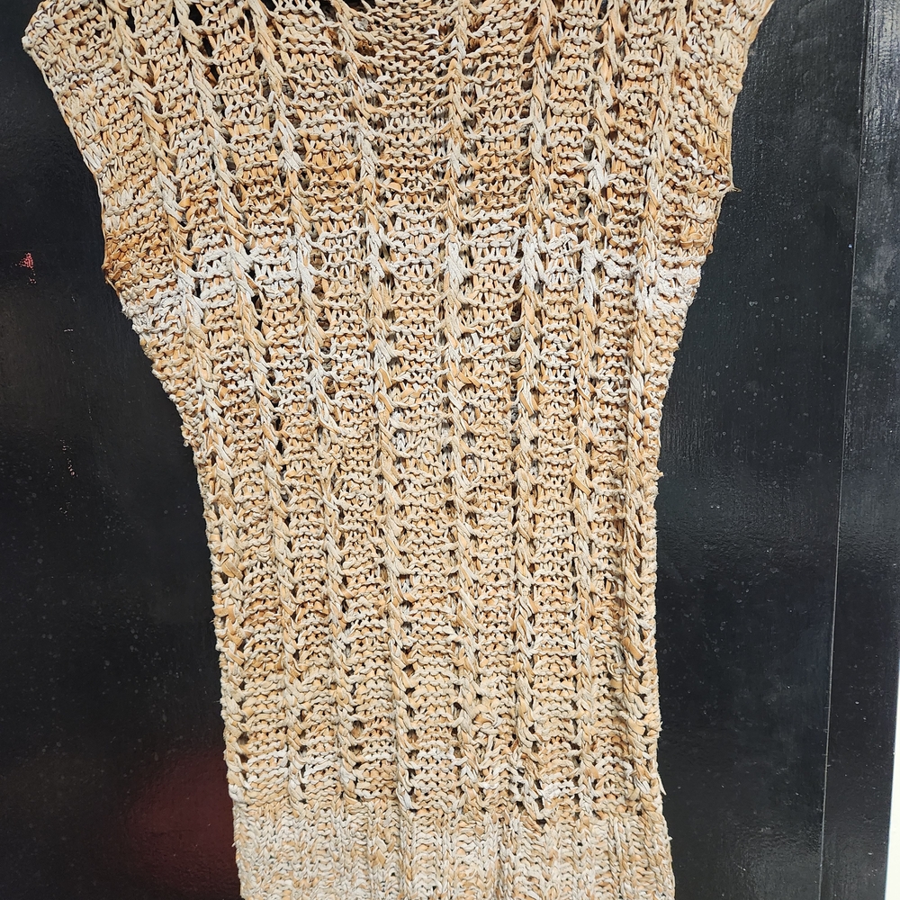 Beige Leather Knit Sleeveless Top